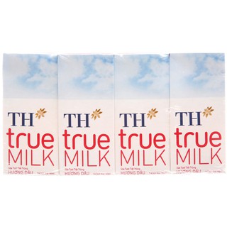 Lốc 4 hộp Sữa tươi tiệt trùng TH True Milk hương dâu 180ML