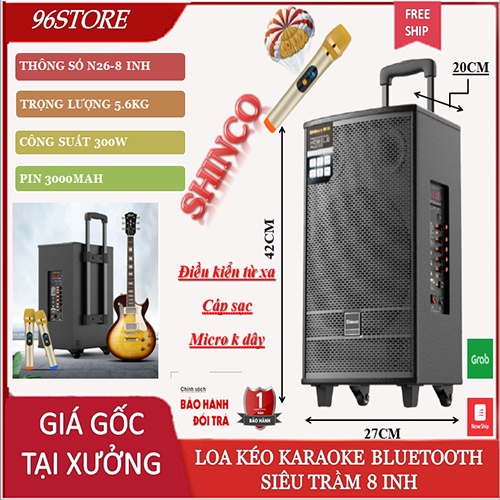 [QUÀ TẶNG] Loa Kéo Karaoke Bluetooth Bass Nặng SHINCO Tặng Kèm 3 Phụ Kiện BẢO HÀNH 12 THÁNG