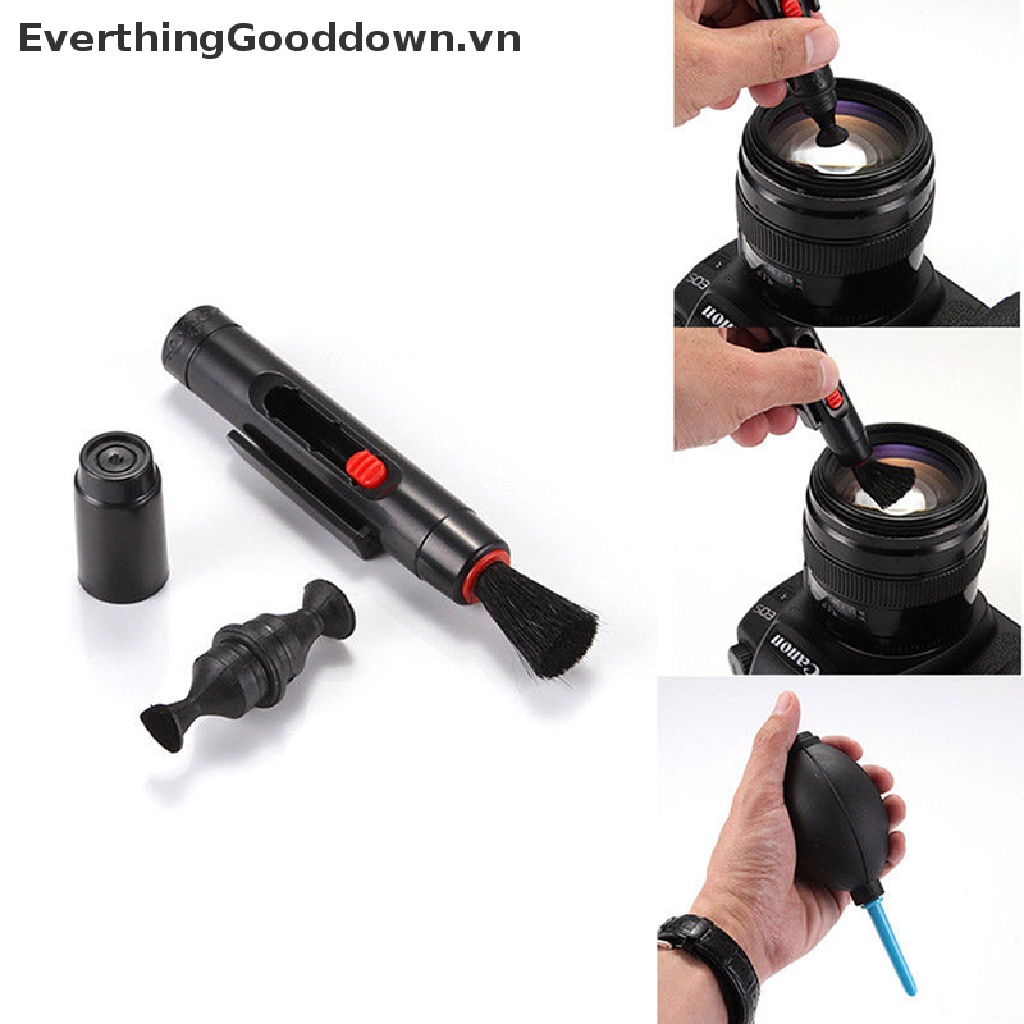 EverthingGooddown 3 in 1 Lens Cleaning Cleaner Dust Pen Blower Cloth Kit For DSLR VCR Camera vn