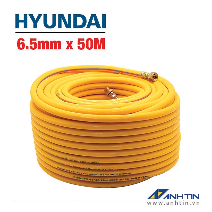 Dây phun áp lực HYUNDAI | Ống hơi PVC 6.5mm x 50M | Màu sắc Vàng/Xanh