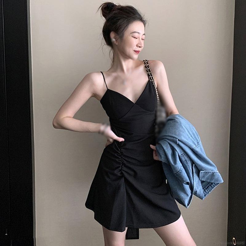 Đầm Nữ Hai Dây Màu Trơn Gợi Cảm
