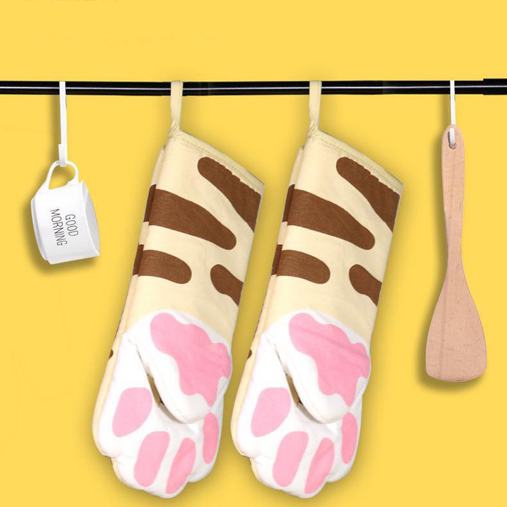 Epoch Găng Tay Cotton Dày Dặn Chịu Nhiệt Hình Chân Mèo Dễ Thương Cho Nhà Bếp