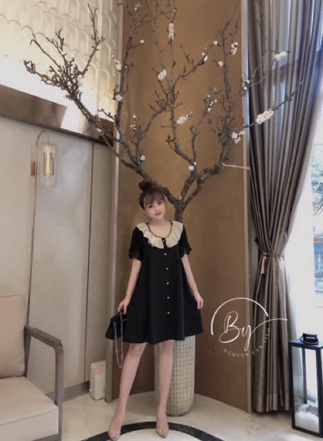 Váy suông cổ viền bèo