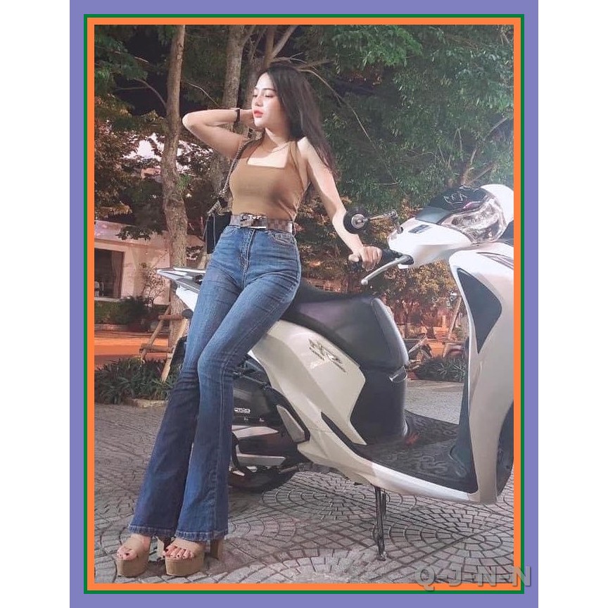 Quần jean nữ ỐNG LOE XANH VÂN shop chuẩn 2020 siêu tôn dáng chất jean giãn tốt loevE2-11
