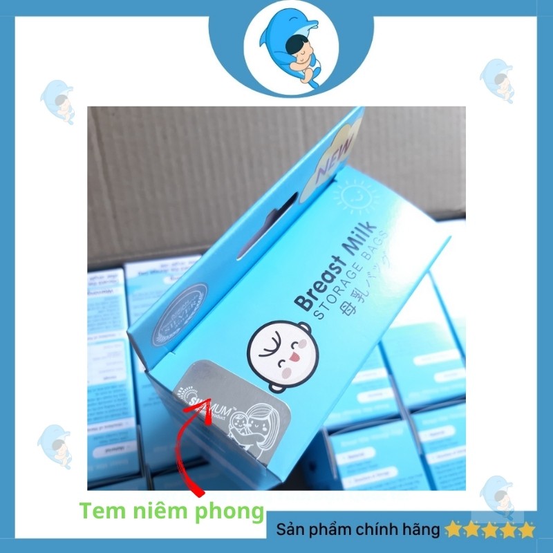 Hộp 50 Túi Trữ Sữa Sunmum Không Mùi 3 Khóa Zip Chính Hãng Nguyên Tem An Toàn Gíup Bảo Quản Sữa Tốt Hơn