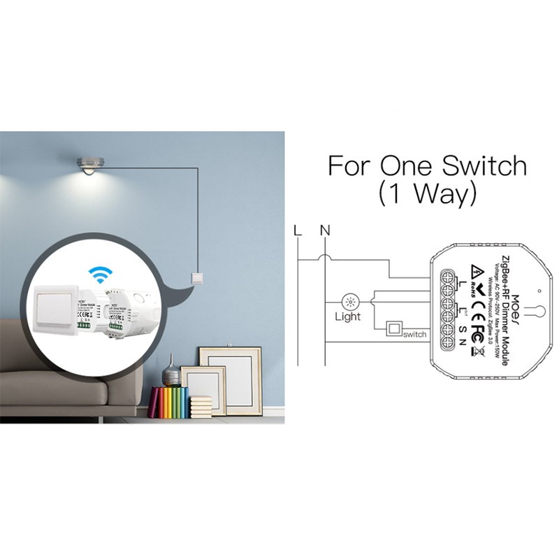 Tuya ZigBee 3.0 Smart Light Switch ule 1 Gang Smart Wireless Remote Control, Work with for Google for Voice Control