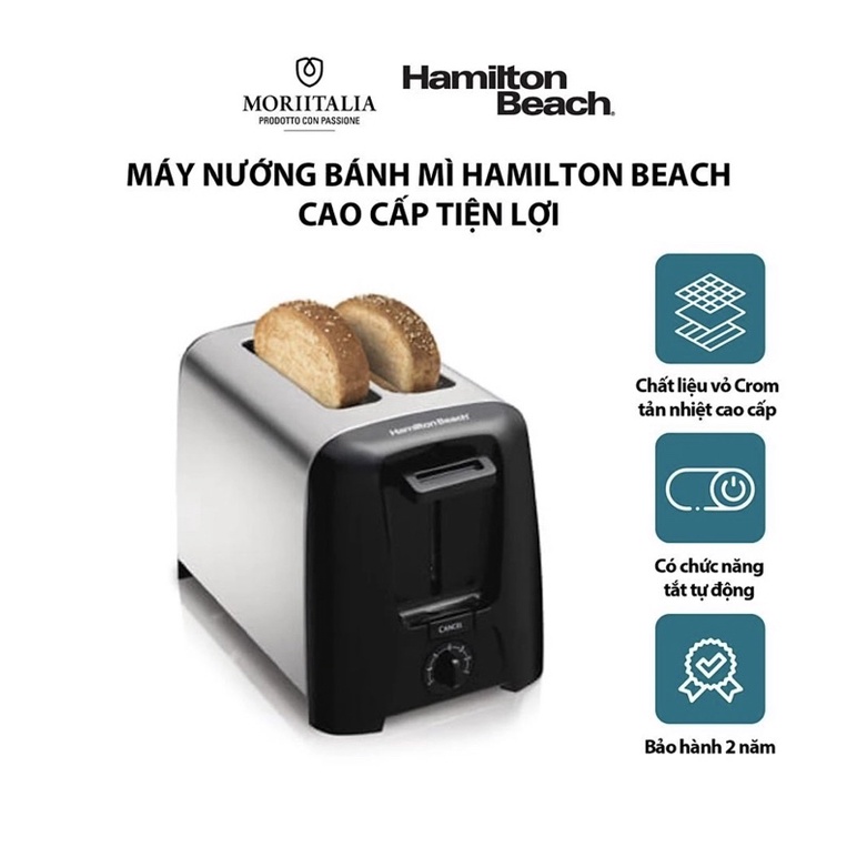 Máy nướng bánh mì Hamilton Beach cao cấp tiện lợi Moriitalia 22614-IN-Bao bì không đẹp