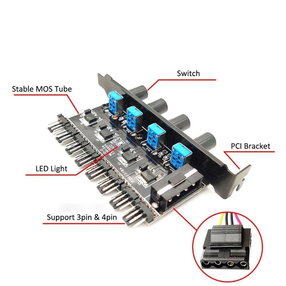 Cáp Chia Cổng Quạt Tản Nhiệt 4Pin 8 Kênh Chuyên Dụng Cho PC