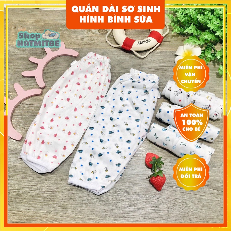 Quần dài sơ sinh hình bình sữa cho bé trai / bé gái