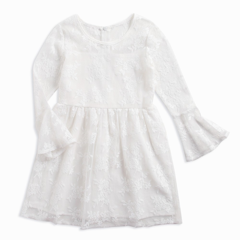 Đầm công chúa SANLUTOZ thiết kế ren màu trắng xinh xắn dành cho bé gái