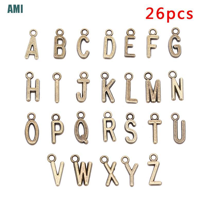 CHARMS Bộ 26 Mặt Dây Chuyền Hình Chữ Cái A-Z Màu Bạc / Vàng