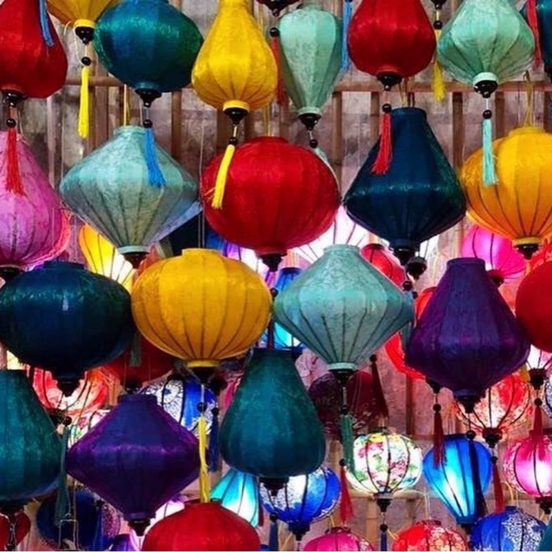 Đèn lồng hội an đèn lồng vải hội an dáng tỏi dáng tròn chất vải k thấm nước