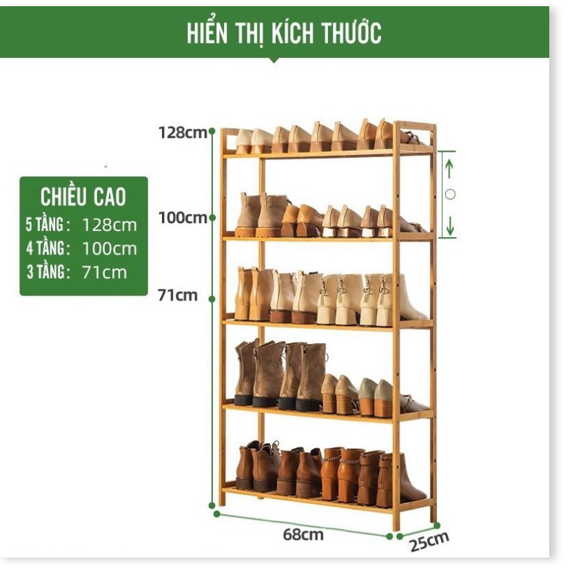 Kệ Để Giày Dép Cao Cấp Phong Cách Bắc Âu, Gỗ Tre Lắp Ráp, Tiết Kiệm Diện Tích