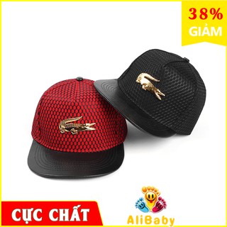 😍CỰC CHẤT CỰC CUTE - TRỢ SHIP 🔥Mũ lưỡi trai đính cá sấu màu đen xanh đỏ phong cách cho bé trai bé gái E166