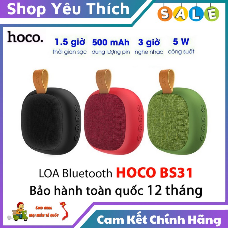 Loa Bluetooth ⭐FREE SHIP⭐ Loa Bluetooth Hoco BS31 Thiết Kế Bắt Mắt - Nhỏ Gọn - Công Suất Mạnh Mẽ - Chất Âm Hoàn Hảo