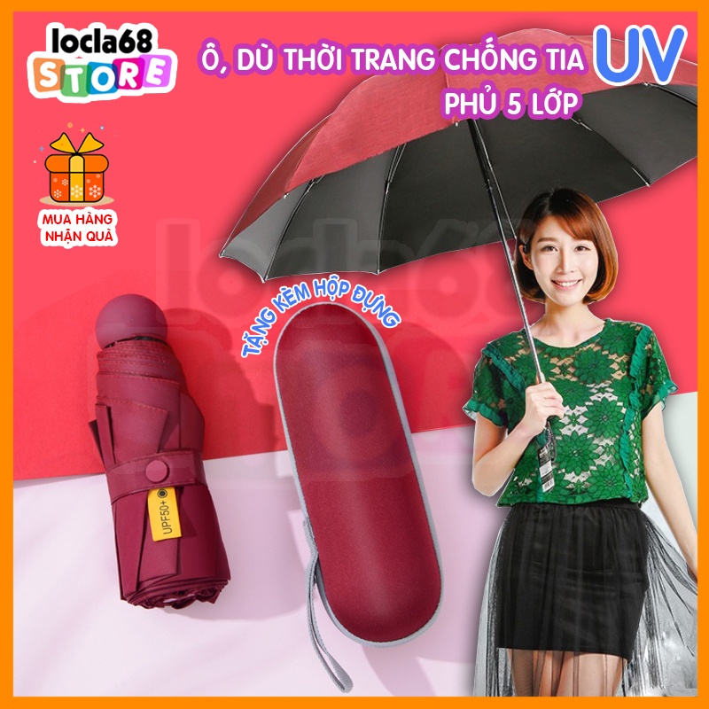 Ô dù che mưa che nắng kèm hộp đựng chống tia UV