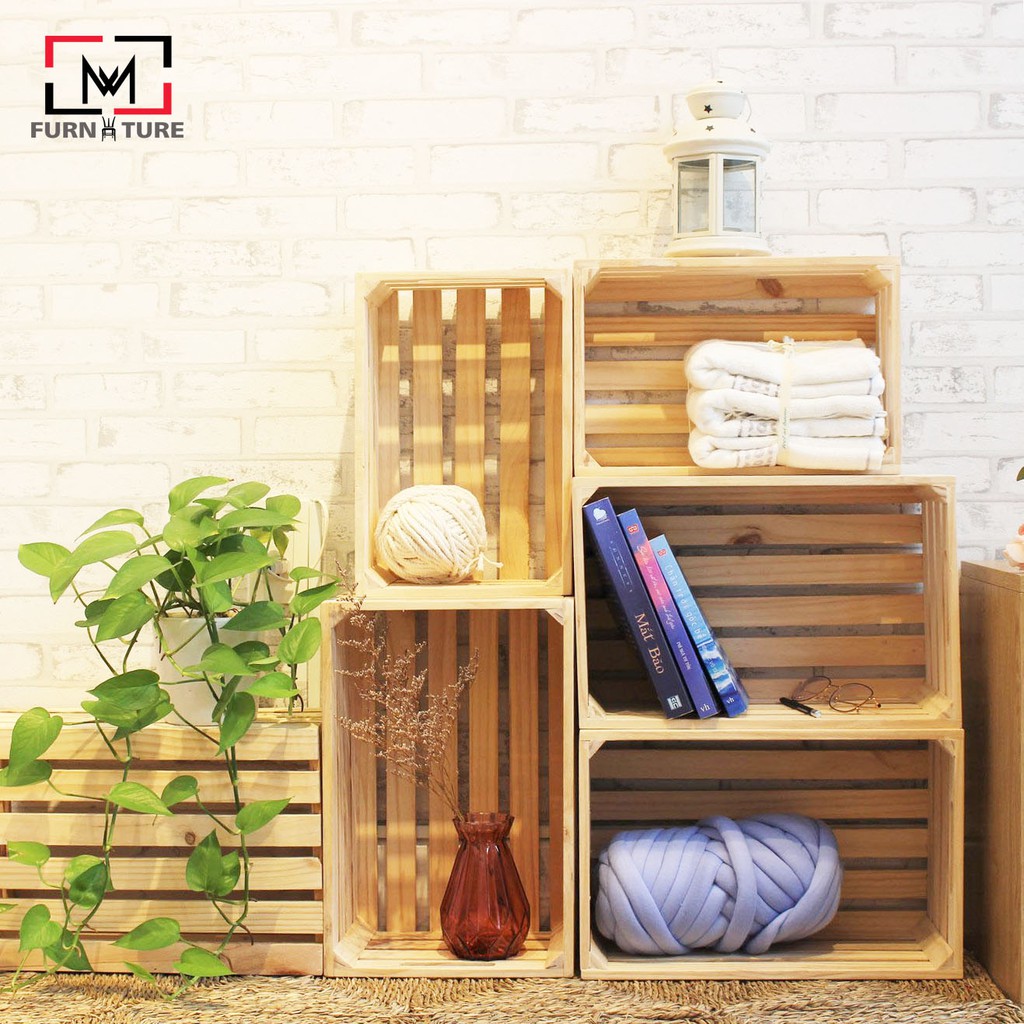 THÙNG GỖ PALLET ĐA NĂNG DECOR (SIZE S) - NỘI THẤT CĂN HỘ