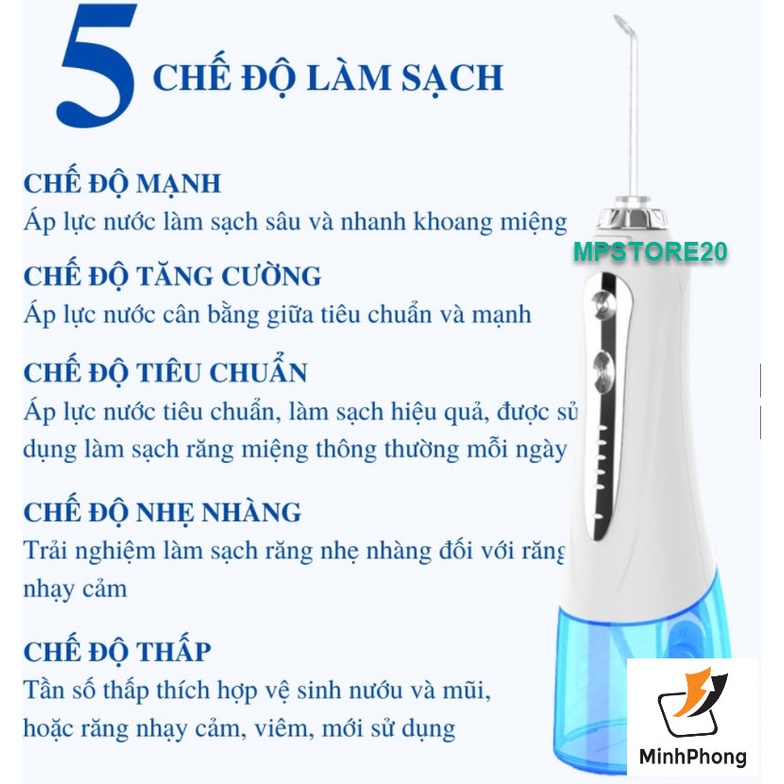 Tăm nước H2O Floss HF-6P, HF-9P phiên bản mới 2021 - Hàng chính hãng - Bảo hành 12 tháng