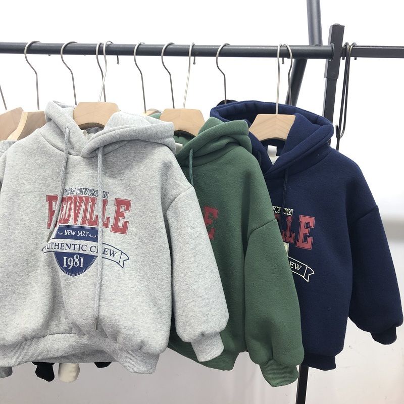 Áo Hoodie Hai Lớp Ấm Áp Theo Phong Cách Hàn Quốc Dành Cho Bé Trai