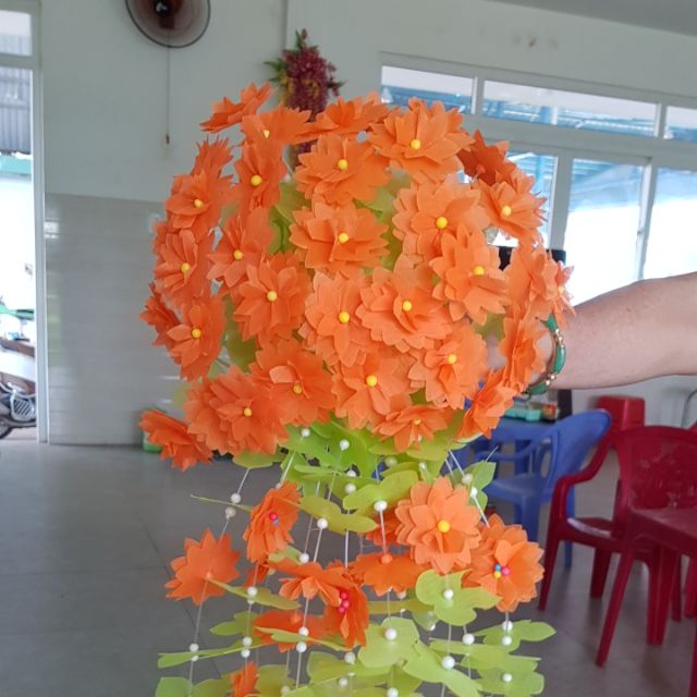 Combo 10b hoa giấy lụa và 4 chậu