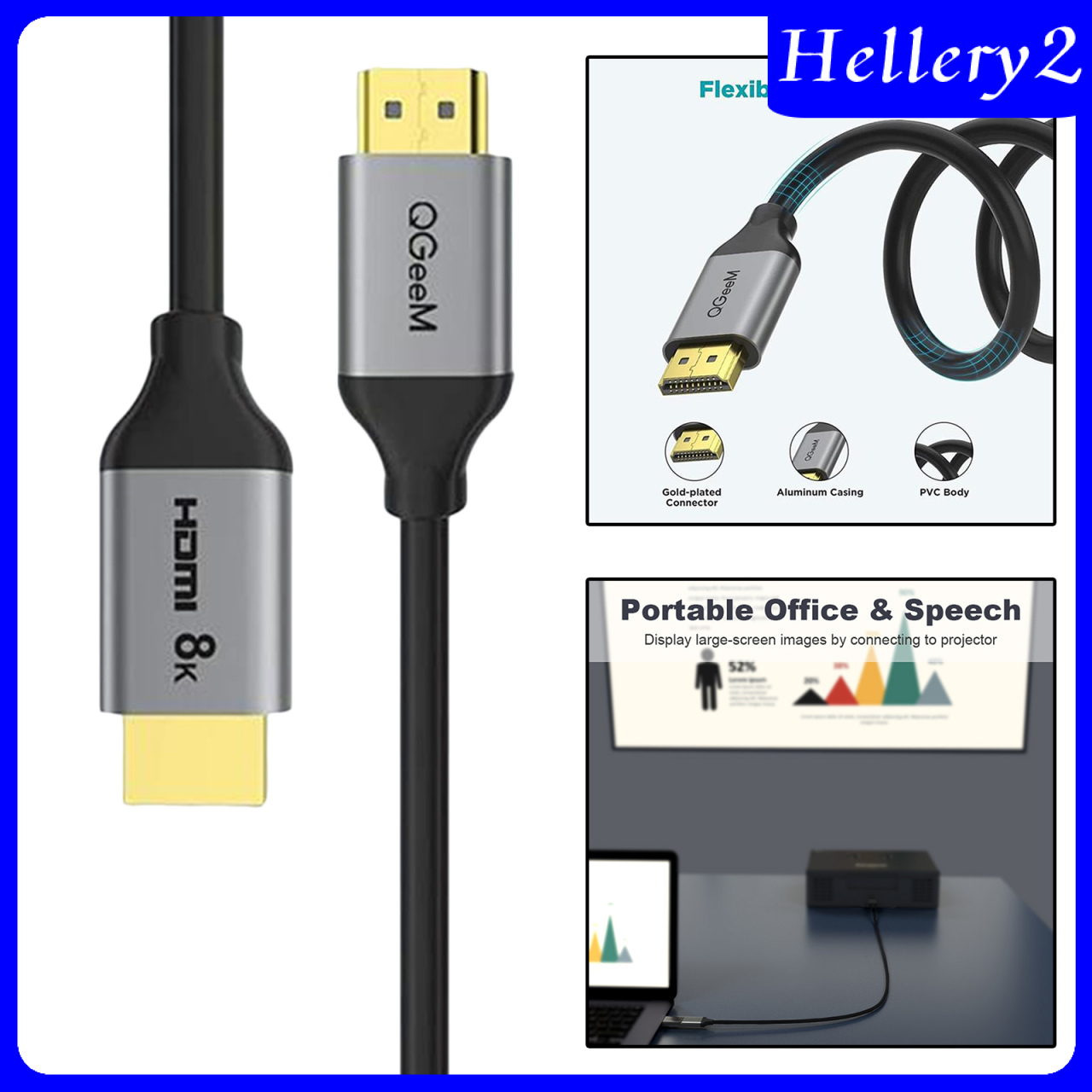 Dây Cáp Truyền Dữ Liệu Tốc Độ Cao Helery2) Hdmi 2.1 8k 48gbps