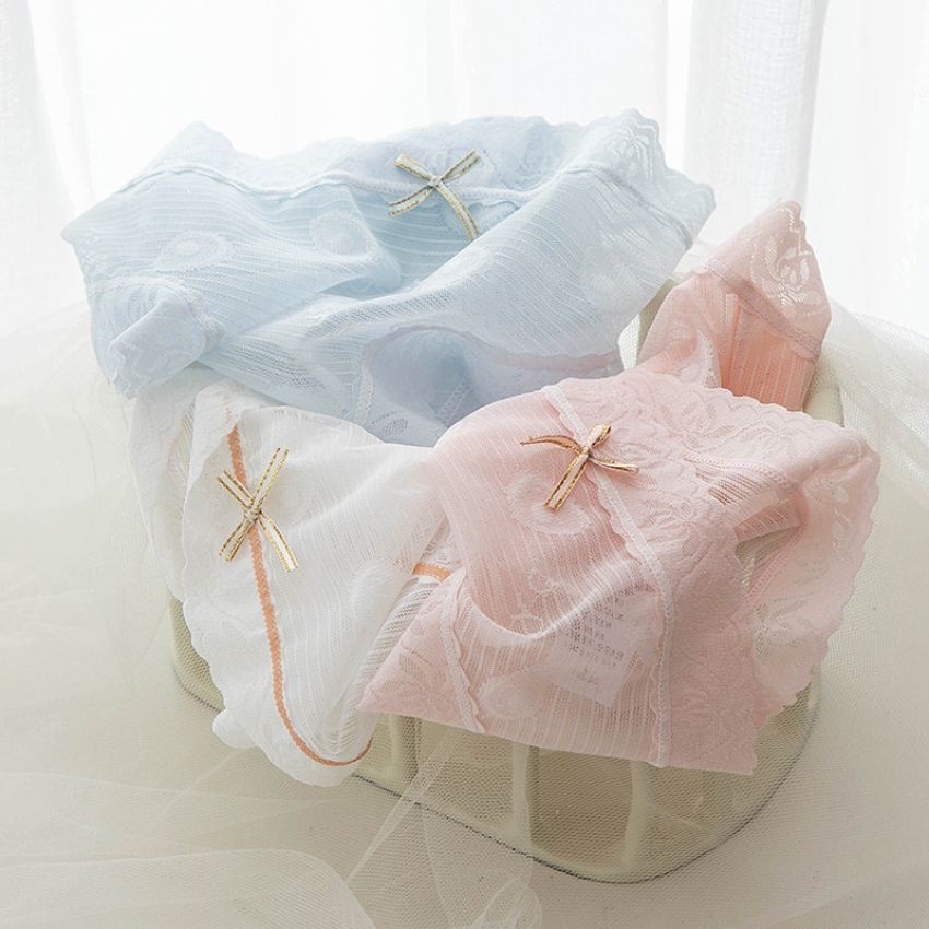 Quần lót nữ dễ thương ren xuyên đấy quần chất cotton kháng khuẩn, quần chíp mỏng nhẹ ôm dáng Kingshop L1016