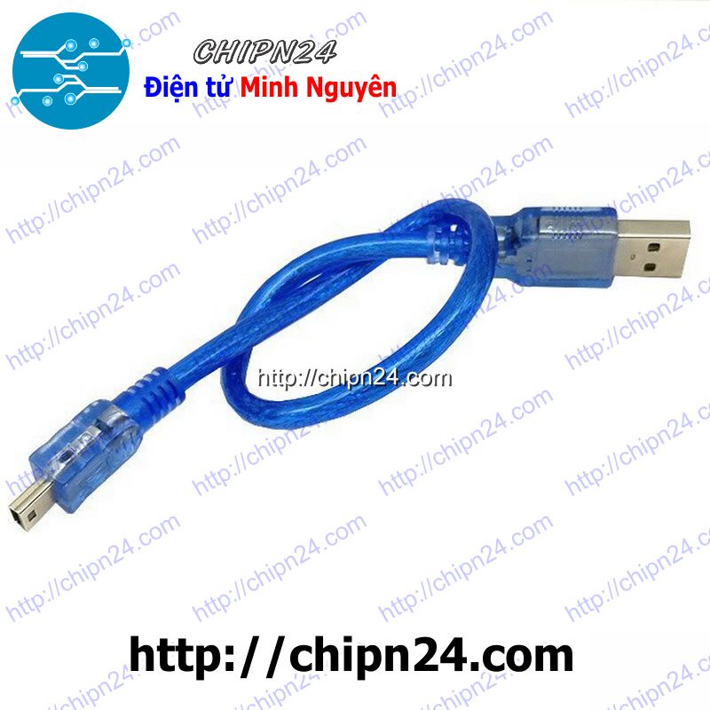 [1 SỢI] Dây USB Mini 2.0 30cm Xanh (Cáp lập trình Arduino Nano 30cm)