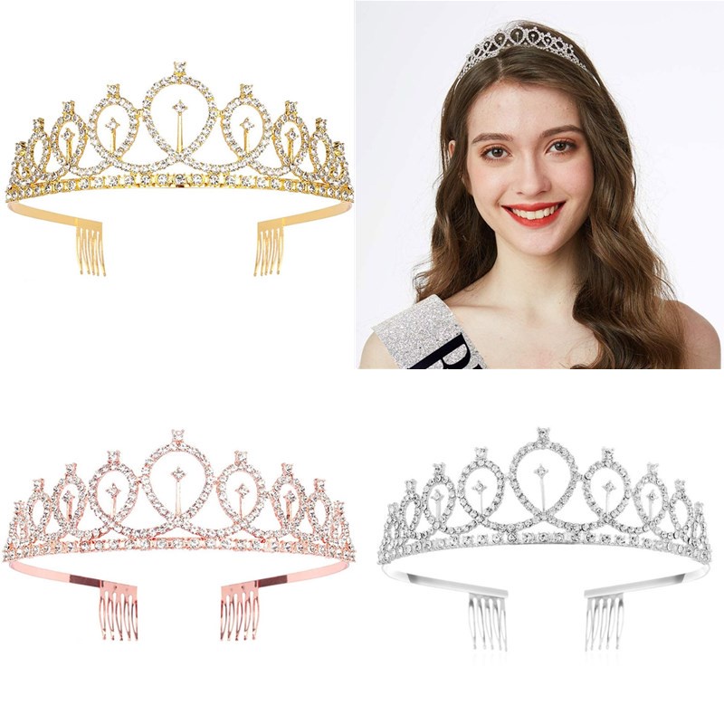 Băng Đô Hình Vương Miện Đính Đá Lấp Lánh Dành Cho Nữ