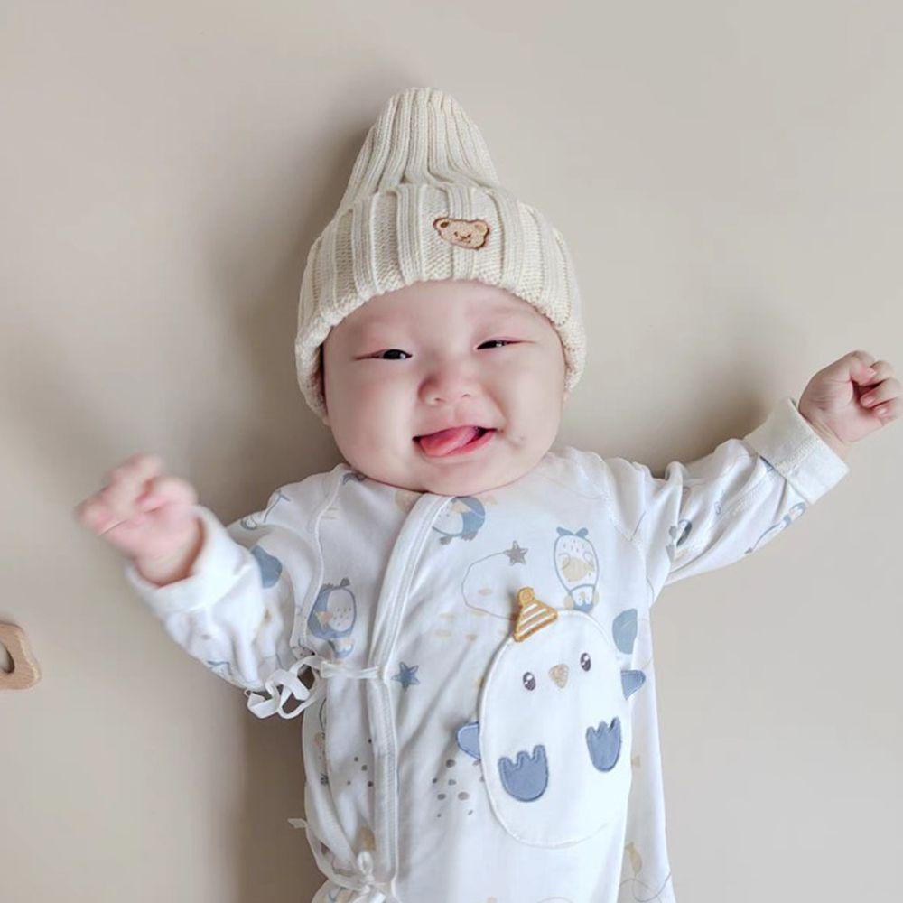 Mũ Len Beanie Mềm Mại Thêu Hình Chú Gấu Dễ Thương Cho Bé