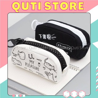 [FREESHIP] Hộp Bút Vải Hình Mèo, - Túi Vải Canvas Đựng Mỹ Phẩm, Bóp Viết Khóa Zip To QUTI HBV17 HBV18 HBV19