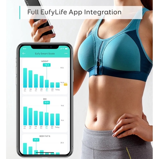CÂN ĐIỆN TỬ EUFY SMART SCALE C1 - T9146- CÓ KẾT NỐI APPS PHÂN TÍCH CƠ THỂ CHÍNH XÁC SIÊU BỀN