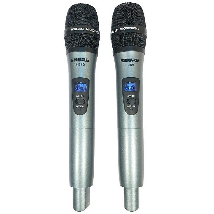 Micro Hát Karaoke Không Dây SHURE U980 Hộp Nhôm Sang Trọng