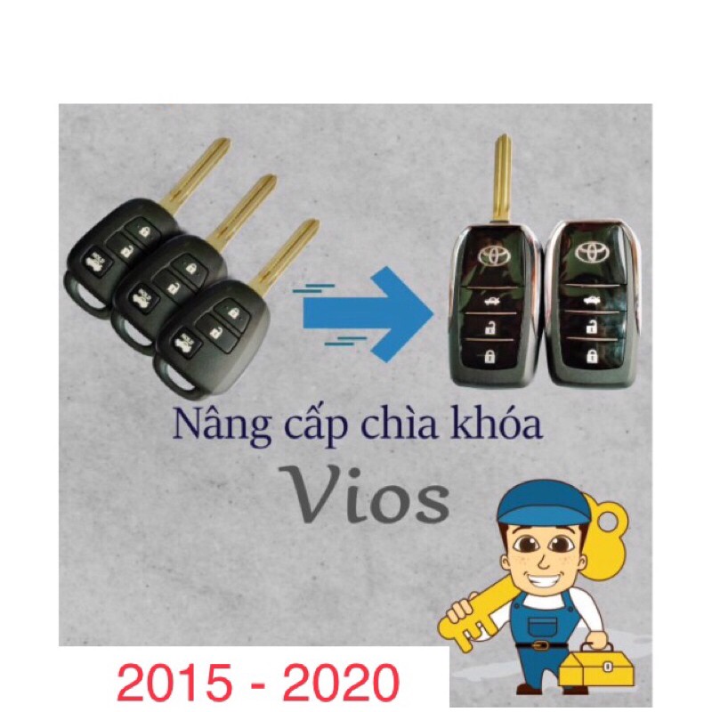 Vỏ chìa khoá độ gập TOYOTA ( 3 nút ) 2015 -2020 Camry , vios , Innova , Yaris , Corolla , Altis
