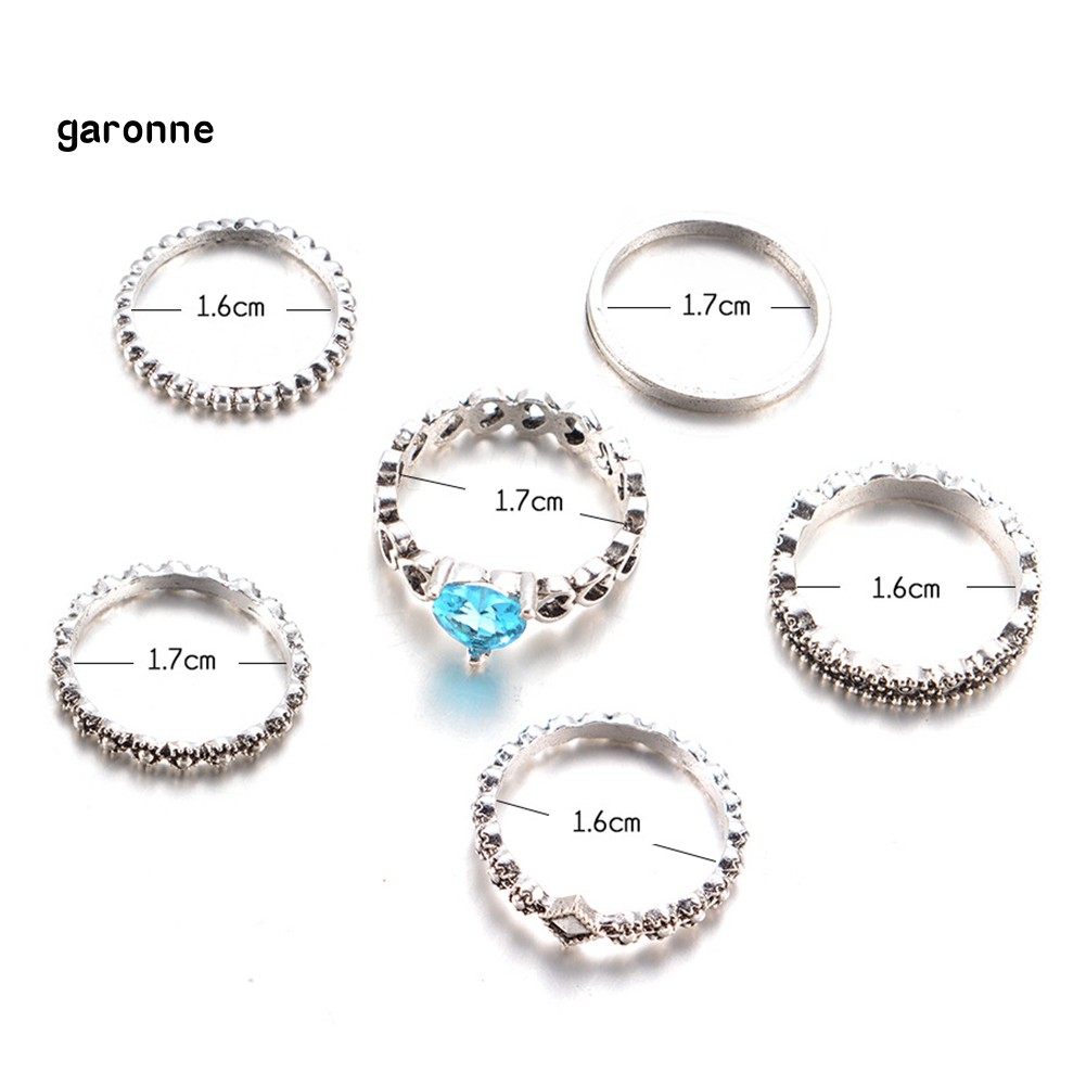 Set 6 Nhẫn Đeo Khớp Ngón Tay Phong Cách Boho Thời Trang Cho Nữ