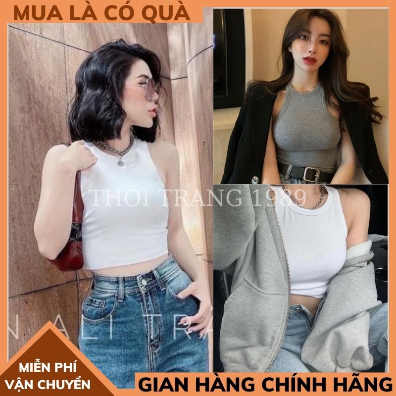 Áo croptop nữ Choobe chất cotton thoáng mát  ba lỗ cộc tay kiểu ôm vải co giãn  THỜI TRANG1989