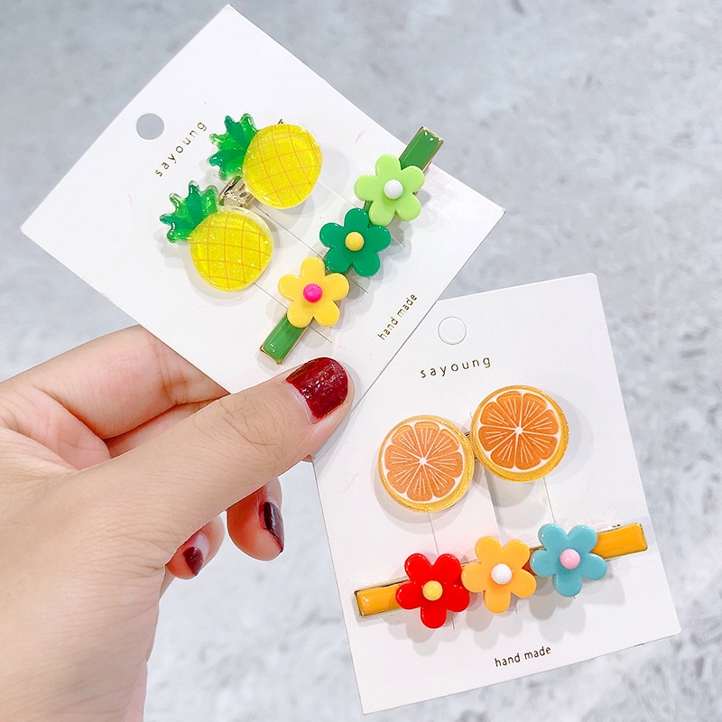 Set 2 kẹp mái Hoa mai 3 bông phối kẹp trái cây hè