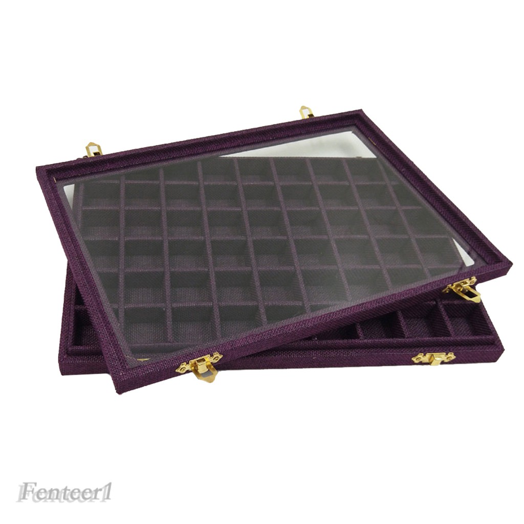 [Fenteer1] Khay Trưng Bày Nhẫn / Khuy Măng Sét / Khuyên Tai Cỡ Lớn 54 Ngăn