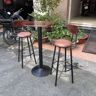 Bộ bàn ghế cafe , quầy bar , ban công ghế 75cm , bàn 110cm nâu đỏ mới