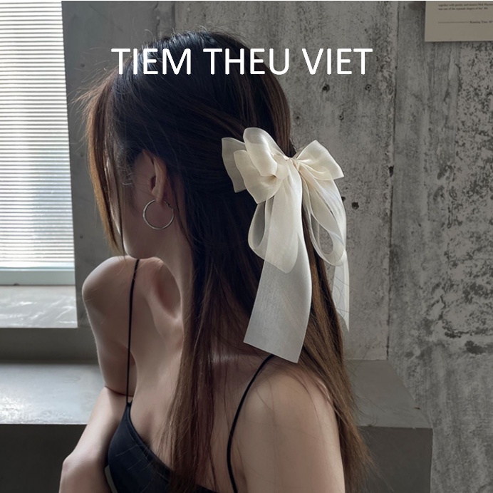 Kẹp Tóc Đính Nơ Nhiều Lớp Tiệm Thêu Việt