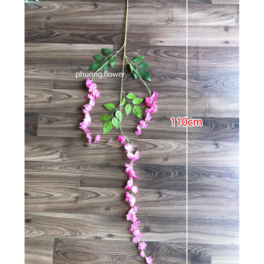 Hoa Tử Đằng giả loại dài 110cm 3 nhánh dùng trang trí nhà hàng cực đẹp