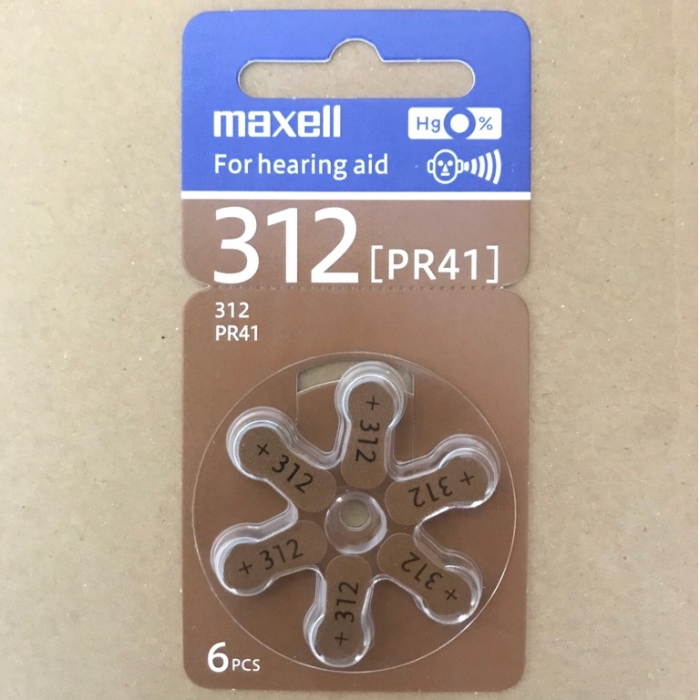 Pin Trợ Thính PR41 312 Maxell vỉ 6 viên Chính Hãng