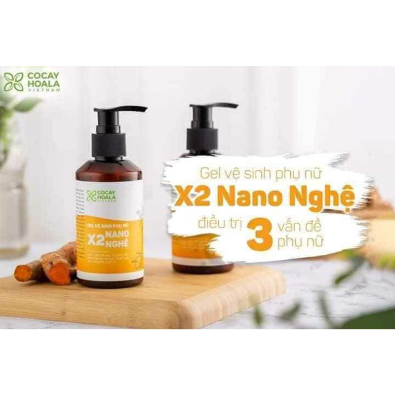 Dung Dịch Vệ Sinh Phụ Nữ Hồng Mịn Se Khít Gel X2 Nano Nghệ Cocayhoala 150ml