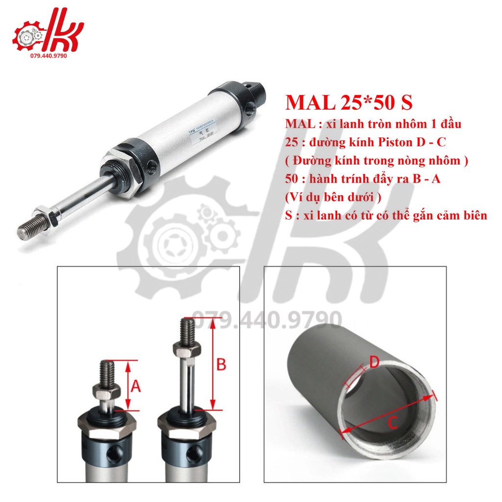 Xi lanh khí nén tròn MAL 20/ 25