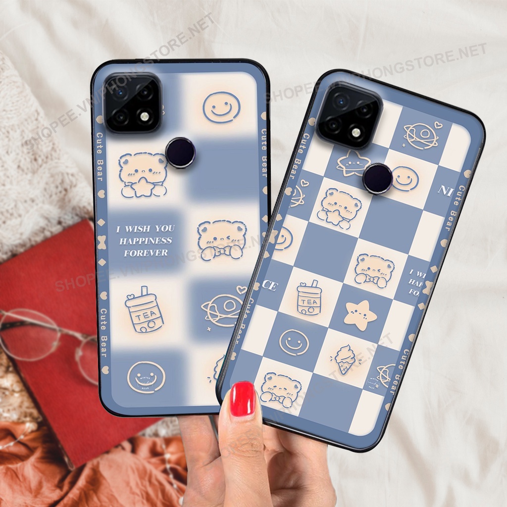 Ốp lưng Realme C20 / Realme C21Y / Realme C25 / Realme C25S in họa tiết caro,chú gấu cực đáng yêu / ốp gấu cute giá rẻ s