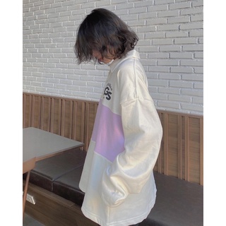 Áo Polo Tay Dài Phối Sọc Basic / Purple - by Bubble Gum Studio