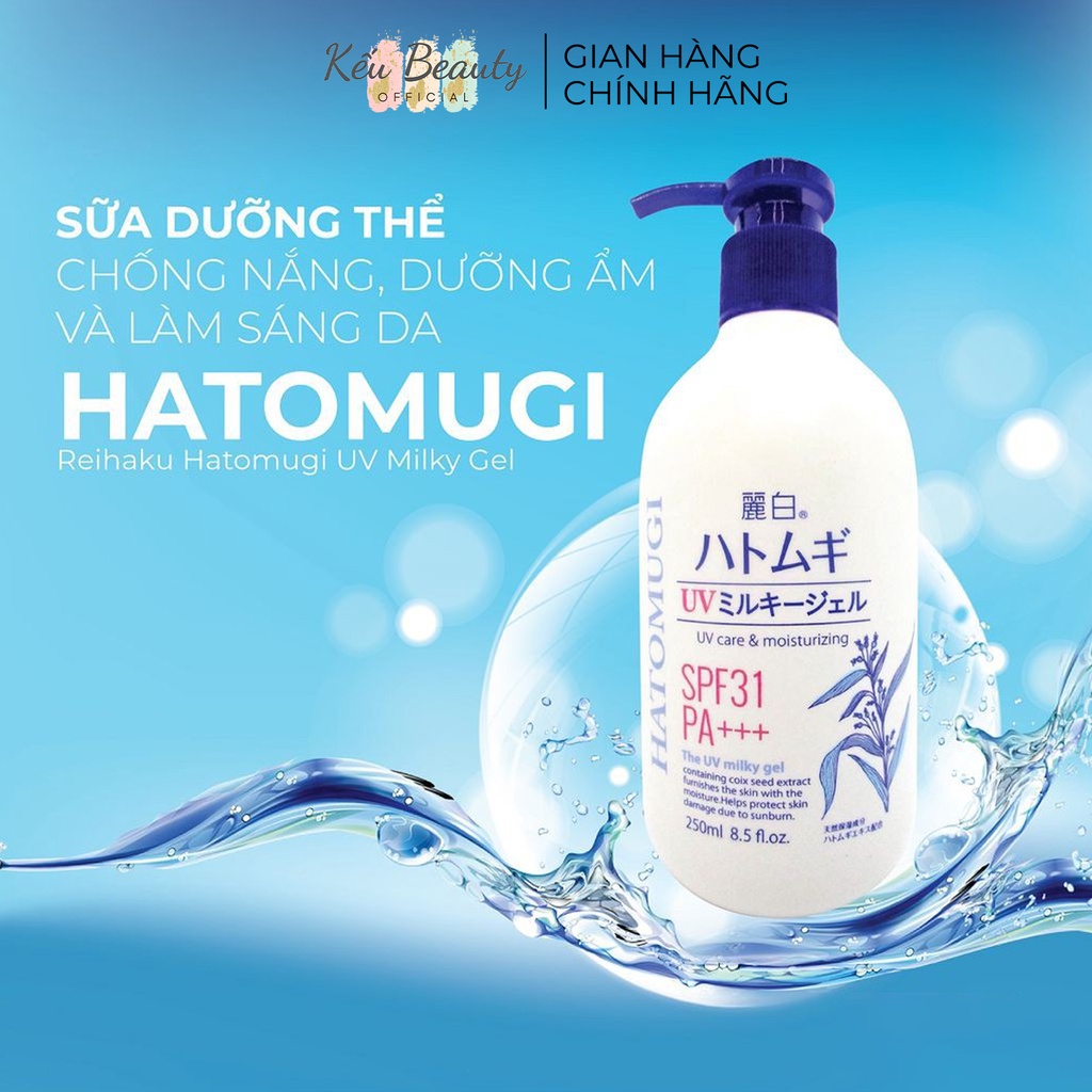 Sữa dưỡng thể chống nắng Reihaku Hatomugi SPF31 PA+++ UV Care &amp; Moisturizing Milky Gel 250ml