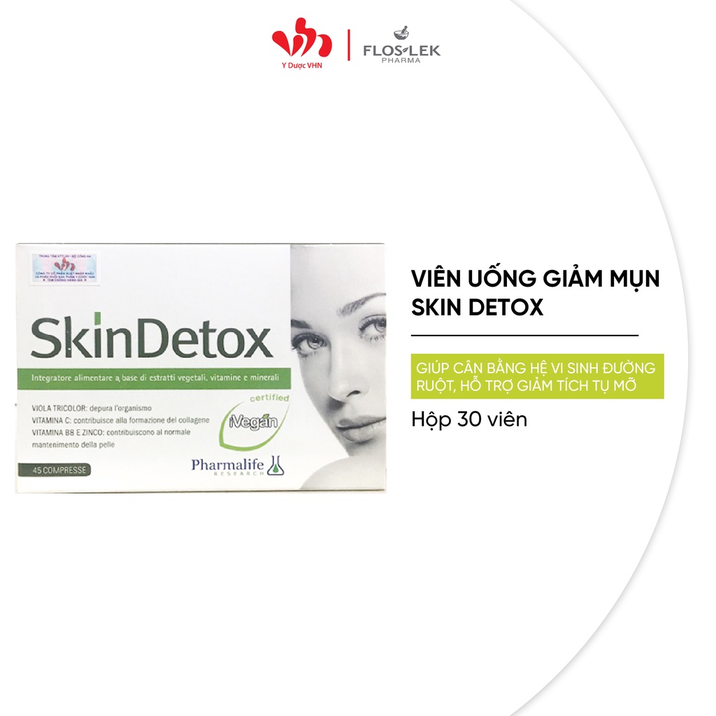 Viên Uống Giảm Mụn Skin Detox PHARMALIFE Giúp Tăng Cường Đề Kháng, Ngăn Ngừa Mụn Và Dưỡng Ẩm Hộp 30 Viên