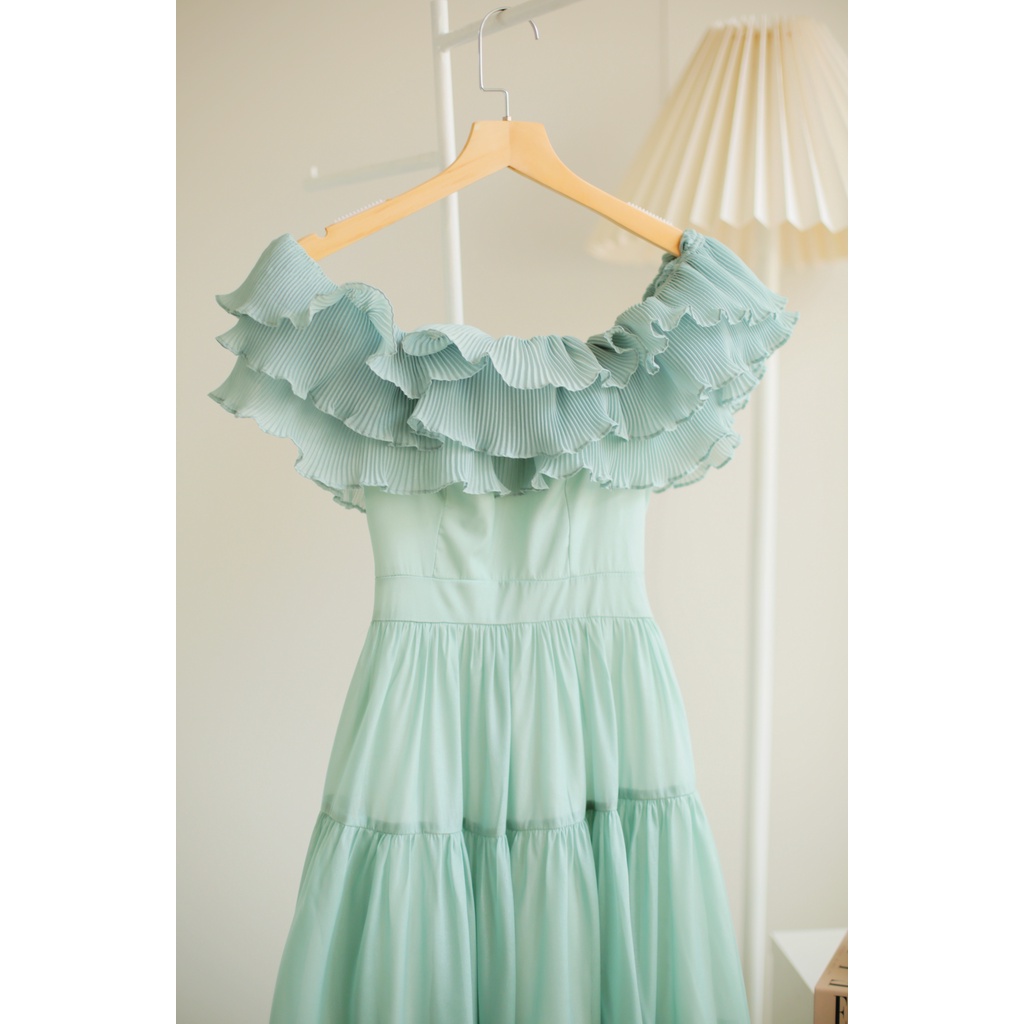 SÒ VINTAGE - DORY Đầm xòe bẹt vai xếp ly | BigBuy360 - bigbuy360.vn