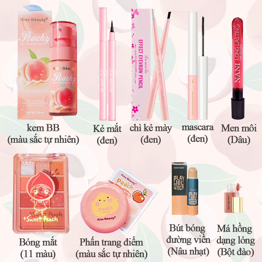 Bộ trang điểm 9 món đầy đủ set trang điểm đầy đủ cơ bản Makeup đầy đủ KISS BEAUTY [Chính Hãng]-KB-9JT-B01