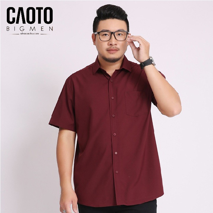 Áo Sơ Mi Trơn Big Size Nam Ngắn Tay Đỏ Đô – HÀNG CHÍNH HÃNG Size 2XL 3XL 4XL 5Xl 6XL 7XL 8XL